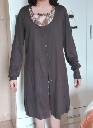 Vestido largo Cortefiel marrón y multicolor