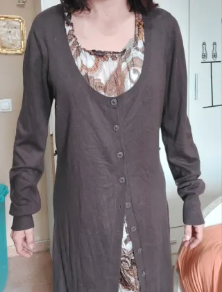 Vestido largo Cortefiel marrón y multicolor