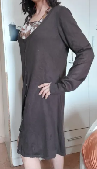 Vestido largo Cortefiel marrón y multicolor