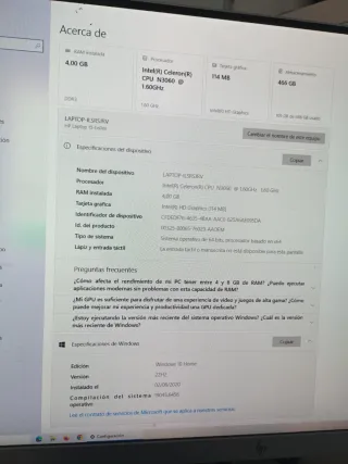 Ordenador HP Pavilion 15 4GB RAM 500GB Intel