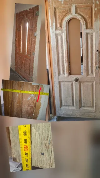 Puerta 202,5x82cm con ventana/reja/contraventana