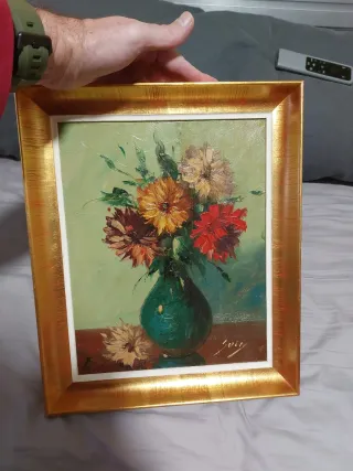 Cuadro al Óleo Flores en Jarrón