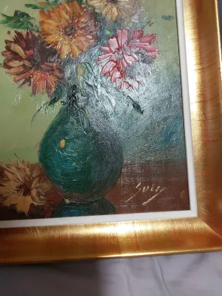 Cuadro al Óleo Flores en Jarrón