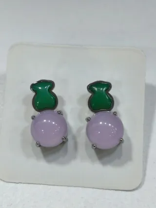 Pendientes Tous Oso Acero Lila y Verde