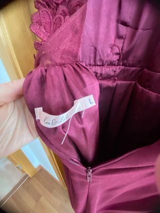 Vestido largo fiesta encaje y lentejuelas