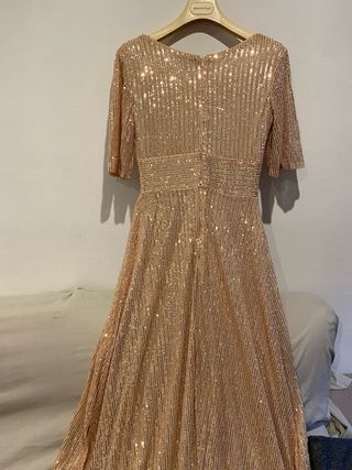 Vestido de fiesta dorado lentejuelas
