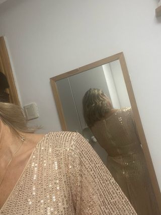 Vestido de fiesta dorado lentejuelas