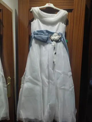 Vestido de comunión blanco y azul