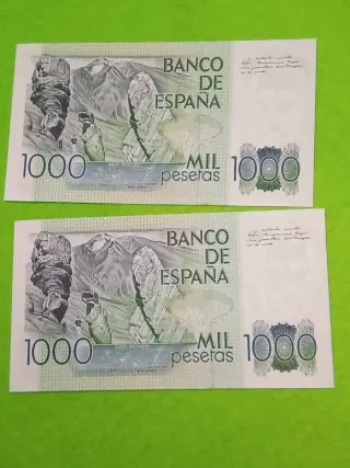 Pareja 2 Billetes 1000 Pesetas España 1979.s.c