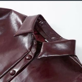 Conjunto chaqueta y falda imitacion cuero marron