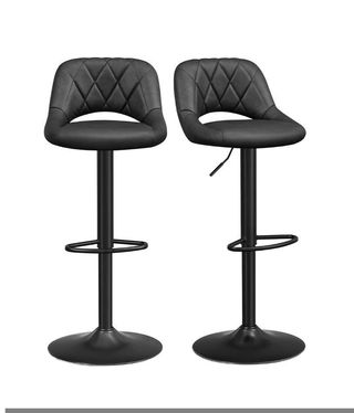 SONGMICS Sgabelli da Bar, Set di 2, Sedie da Cucina con Struttura in Metallo Stabile e Rivestimento in Similpelle, Poggiapiedi, Altezza Sedile Regolabile, Montaggio Semplice, Vintage