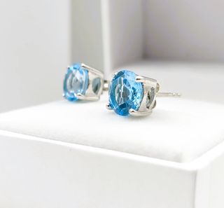 Pendientes Plata Topacio Azul Natural