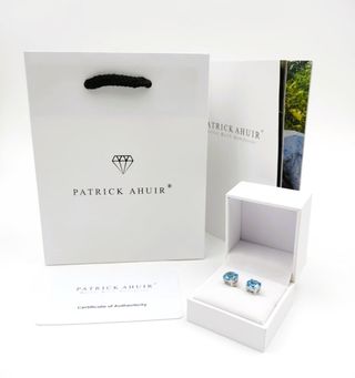 Pendientes Plata Topacio Azul Natural