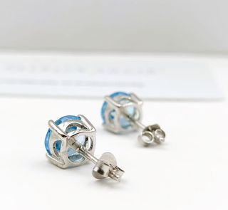 Pendientes Plata Topacio Azul Natural