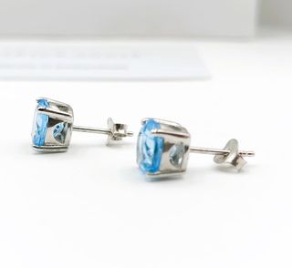 Pendientes Plata Topacio Azul Natural