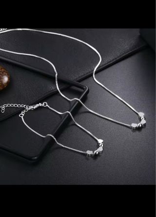 Set collana e bracciale argento 925 cuori