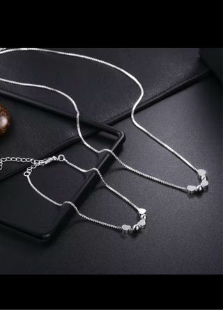Set collana e bracciale argento 925 cuori