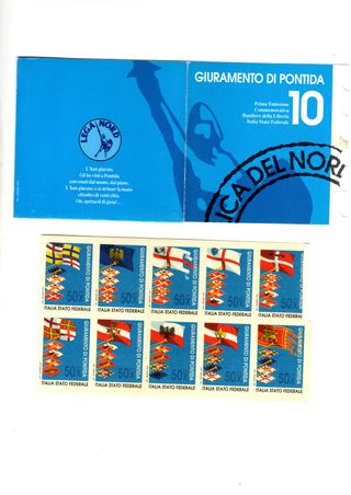 LEGA NORD 10 FRANCOBOLLI GIURAMENTO DI PONTIDA
