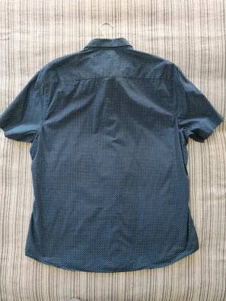 Camisa H&M premium cotton manga corta azul lunares