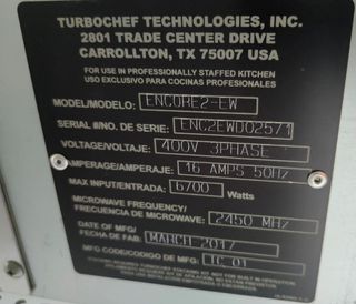 Horno Eléctrico TURBOCHEF ENCORE2-EW