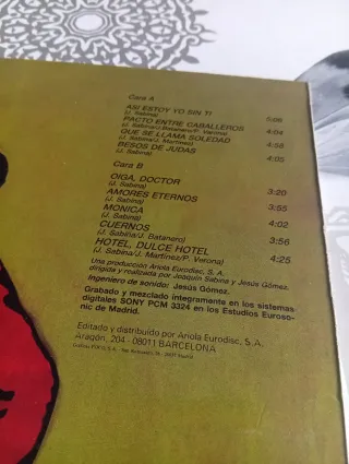 Vinilo Joaquín Sabina Hotel Dulce Hotel