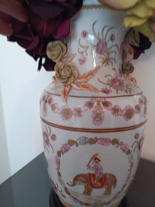 Jarrón chino romántico con peana XL