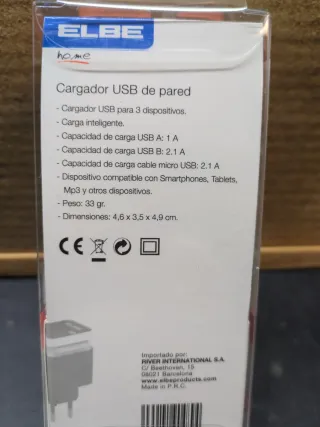 Cargador USB marca ELBE ,a estrenar