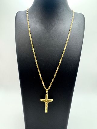 COLGANTE CRUZ TUBULAR ORO DE 18K