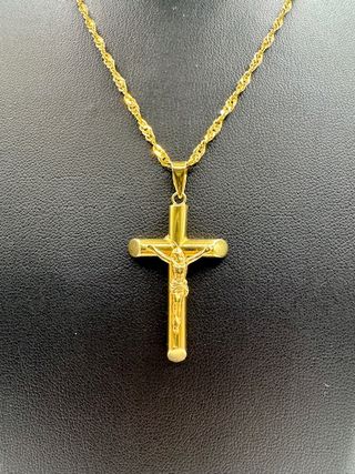 COLGANTE CRUZ TUBULAR ORO DE 18K