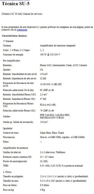 TECHNICS SU-5 -204- amplificador