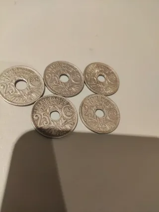 5 Monedas 25 Céntimos Francia