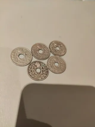 5 Monedas 25 Céntimos Francia