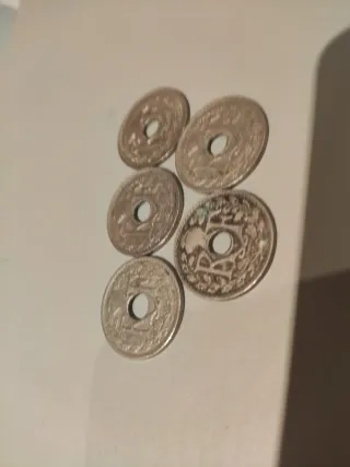 5 Monedas 25 Céntimos Francia