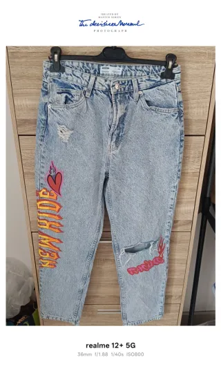 Jeans Mom Fit Denim Chiaro Taglia 42