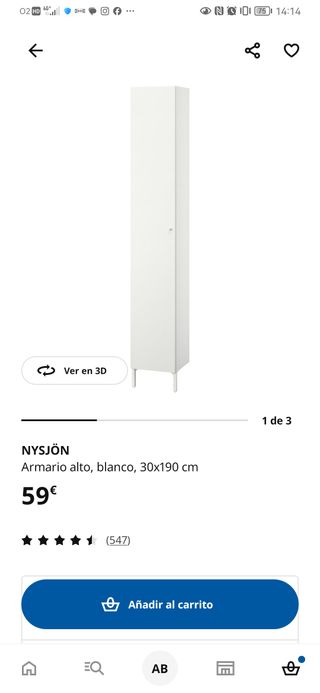 Mueble baño alto y estrecho blanco