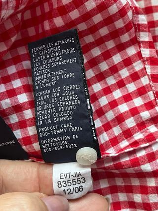 Camisa Tommy Hilfiger cuadros rojos Talla 16