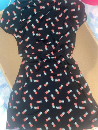 Vestido Negro Estampado Piñas Verano