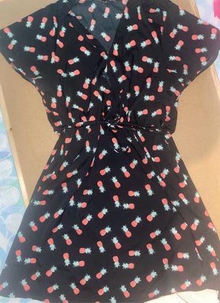 Vestido Negro Estampado Piñas Verano