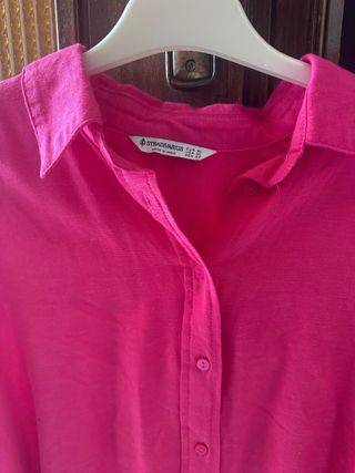 Camisa lino mujer fucsia