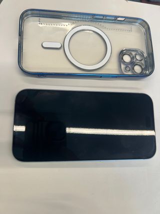Funda iPhone 15 Transparente Azul con caja