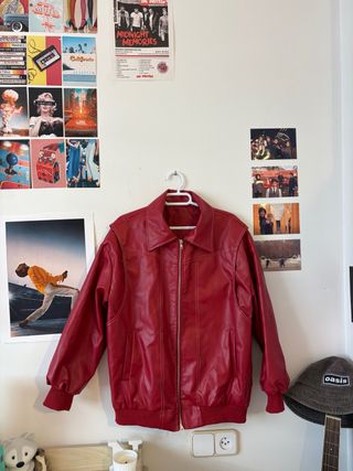Chaqueta Piel Roja Bomber