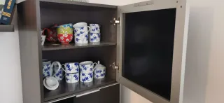 Mueble TV salón madera wengué.