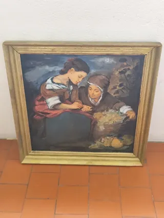 Cuadro de Murillo antiguo repintado a mano