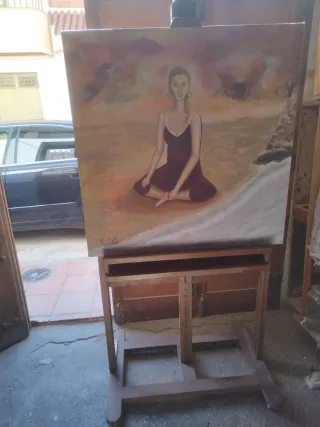 Caballete profesional de madera para pintar