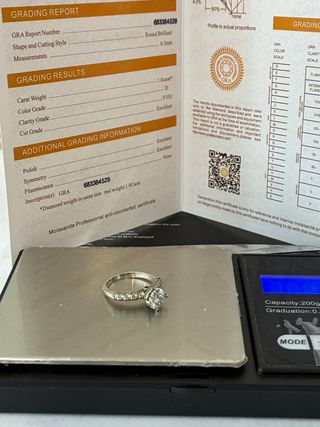 Anillo Plata 1.00 Ct Moissanita