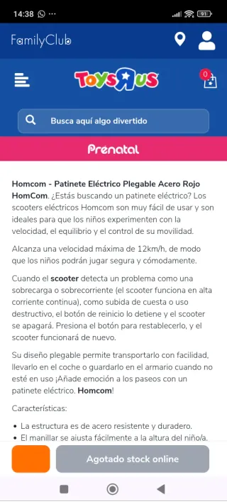 Patinete Eléctrico Rojo