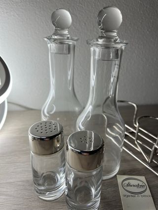 Menage Sheratonn Argento Placcato Vetro