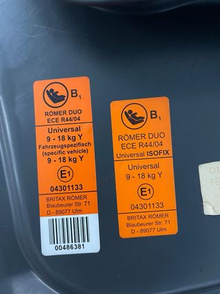 Silla Britax Römer Duo 9-18kg ISOFIX
