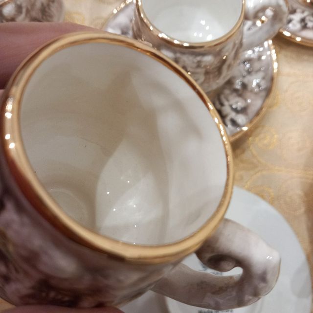 Set Caffè x 12 Porcellana Bassorilievo Capodimonte