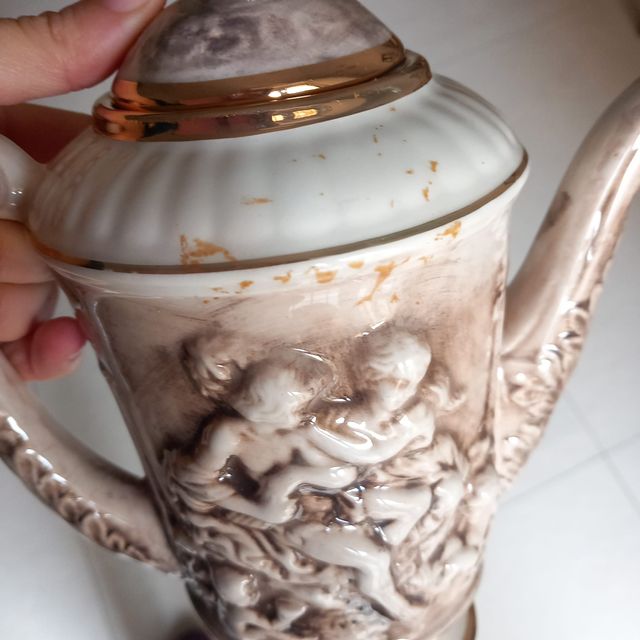 Set Caffè x 12 Porcellana Bassorilievo Capodimonte